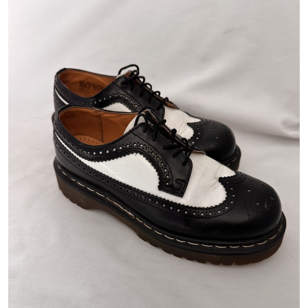 Dr. Martens 3989 Bex Wingtip Brogue Shoe US M7 W9 EU 39 Mens Black White England